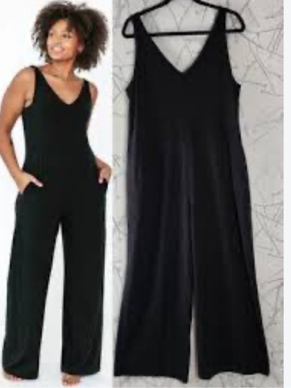 Smash + Tess Black Sleeveless V-Neck jumpsuit size small
